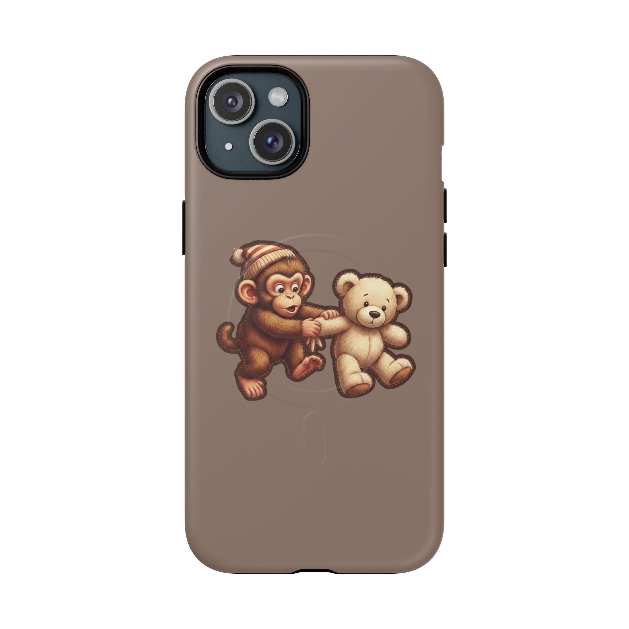 Monkey & Teddy Tough Magnetic Phone Case — Cute Retro Kids Design