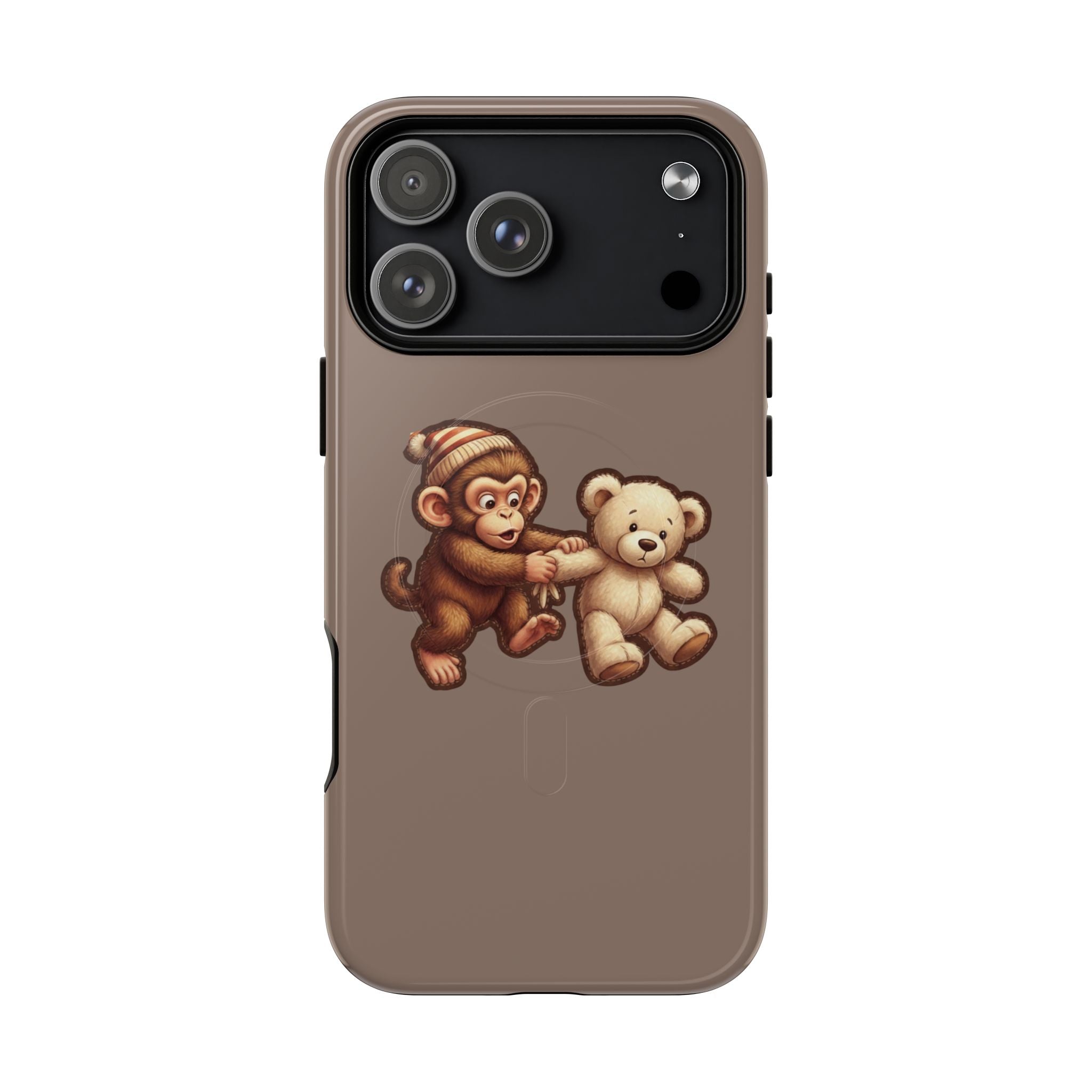 Monkey & Teddy Tough Magnetic Phone Case — Cute Retro Kids Design