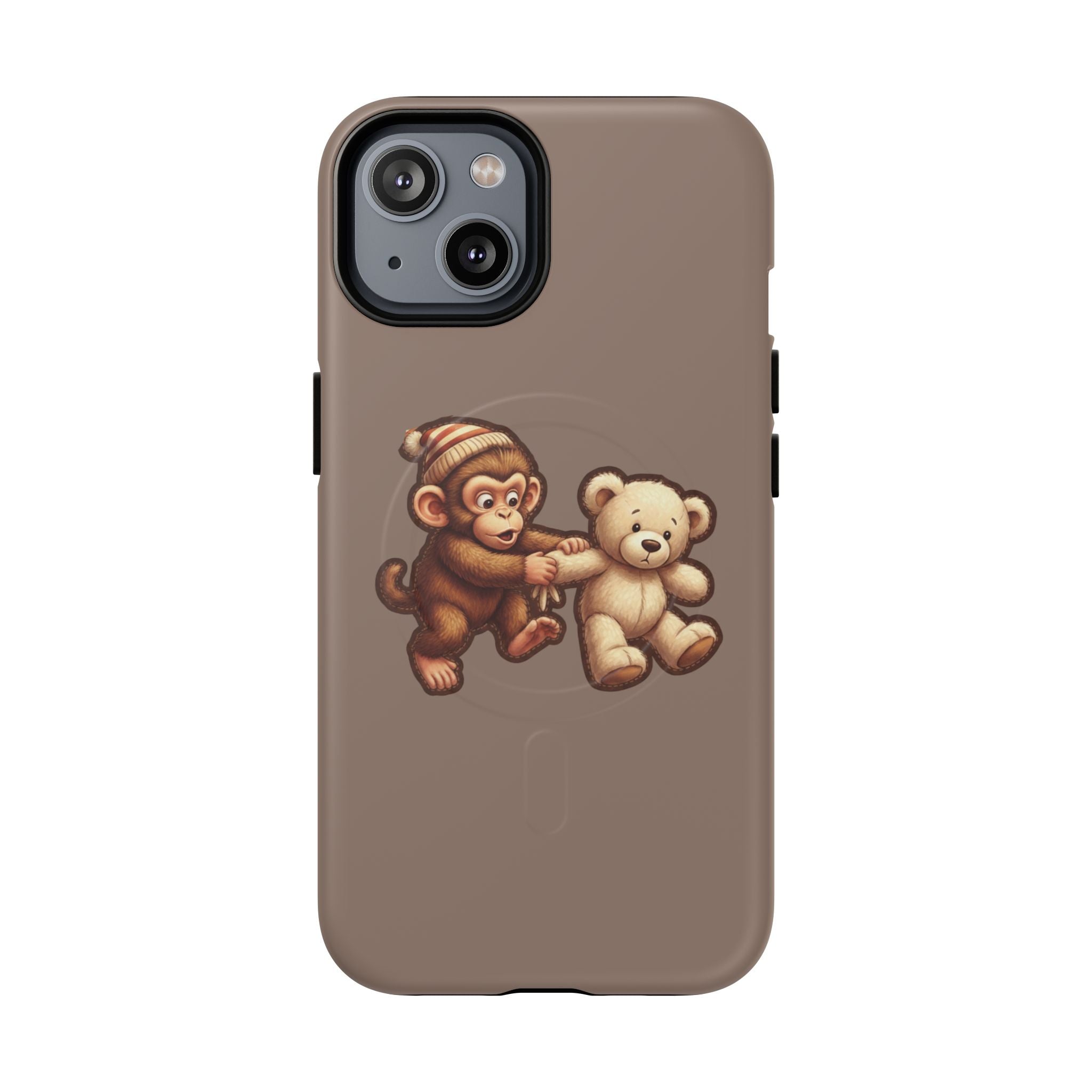 Monkey & Teddy Tough Magnetic Phone Case — Cute Retro Kids Design