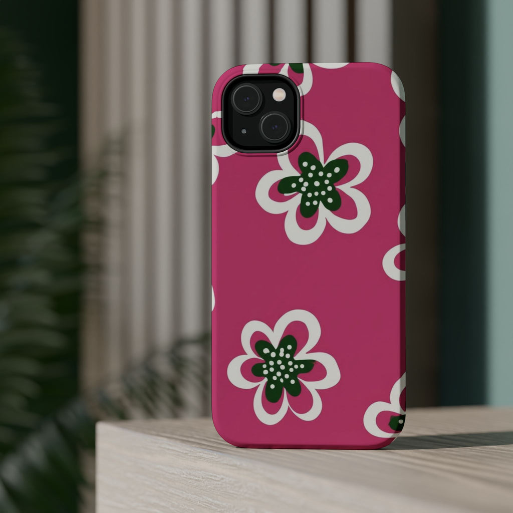 Floral Pink Magnetic Impact-Resistant Phone Case