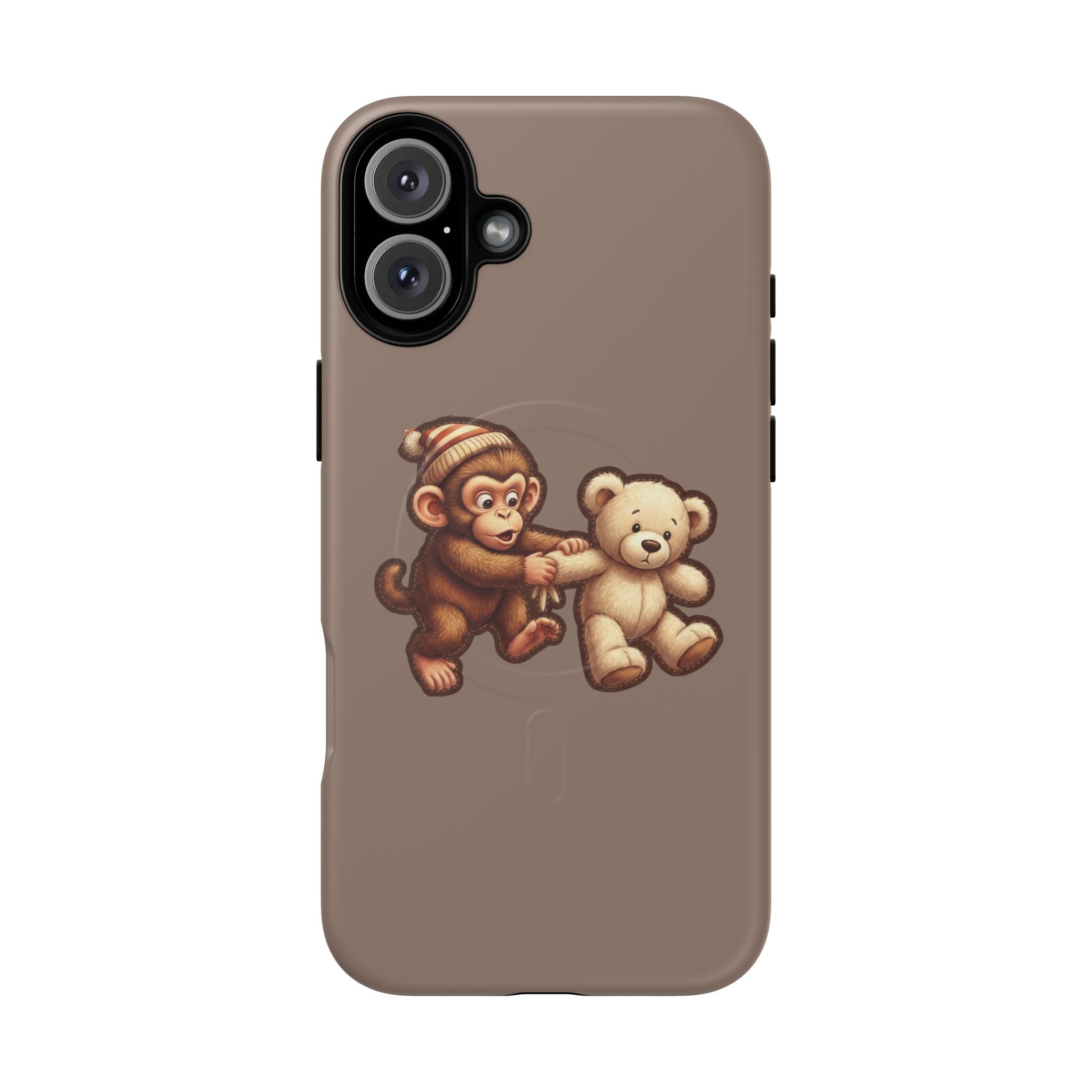 Monkey & Teddy Tough Magnetic Phone Case — Cute Retro Kids Design