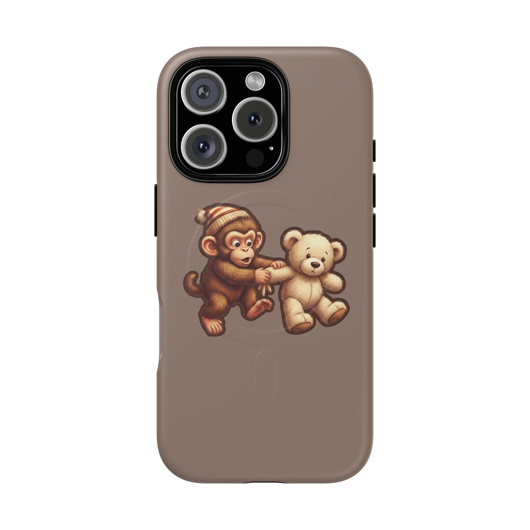 Monkey & Teddy Tough Magnetic Phone Case — Cute Retro Kids Design