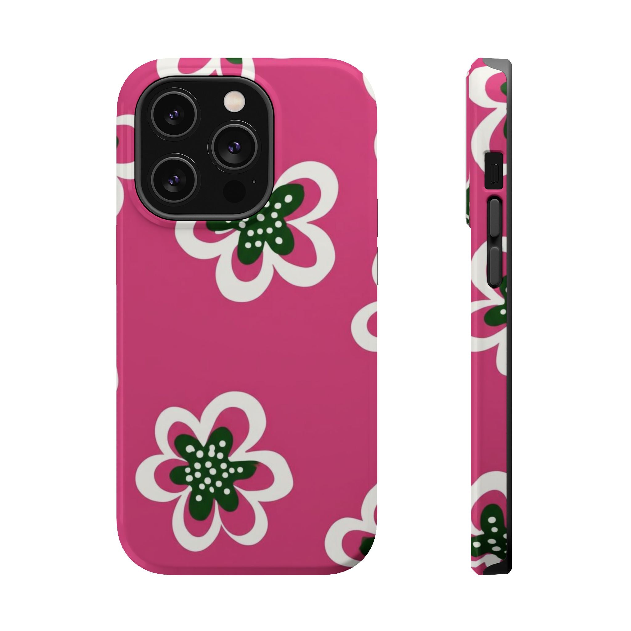 Floral Pink Magnetic Impact-Resistant Phone Case