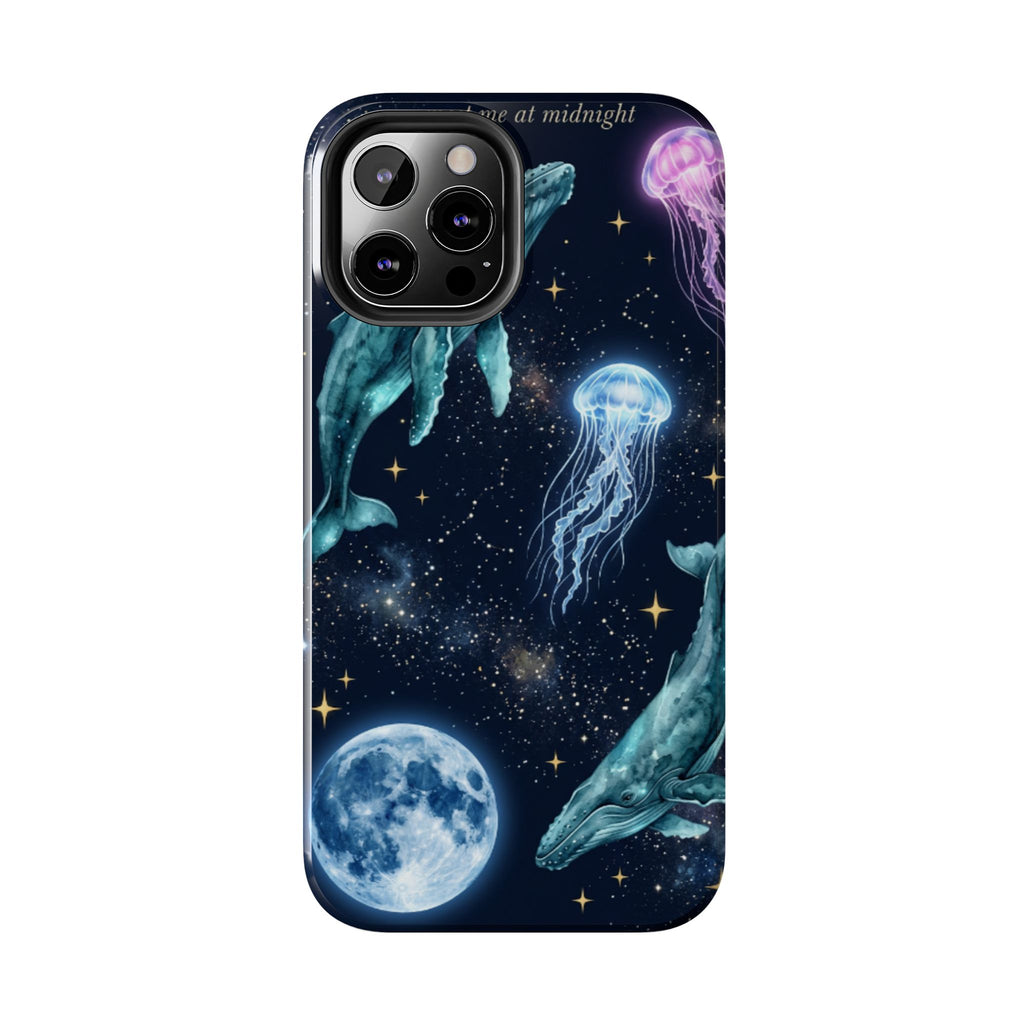 Midnight Ocean Phone Case — Whales, Jellyfish & Moon Tough Protective Cover