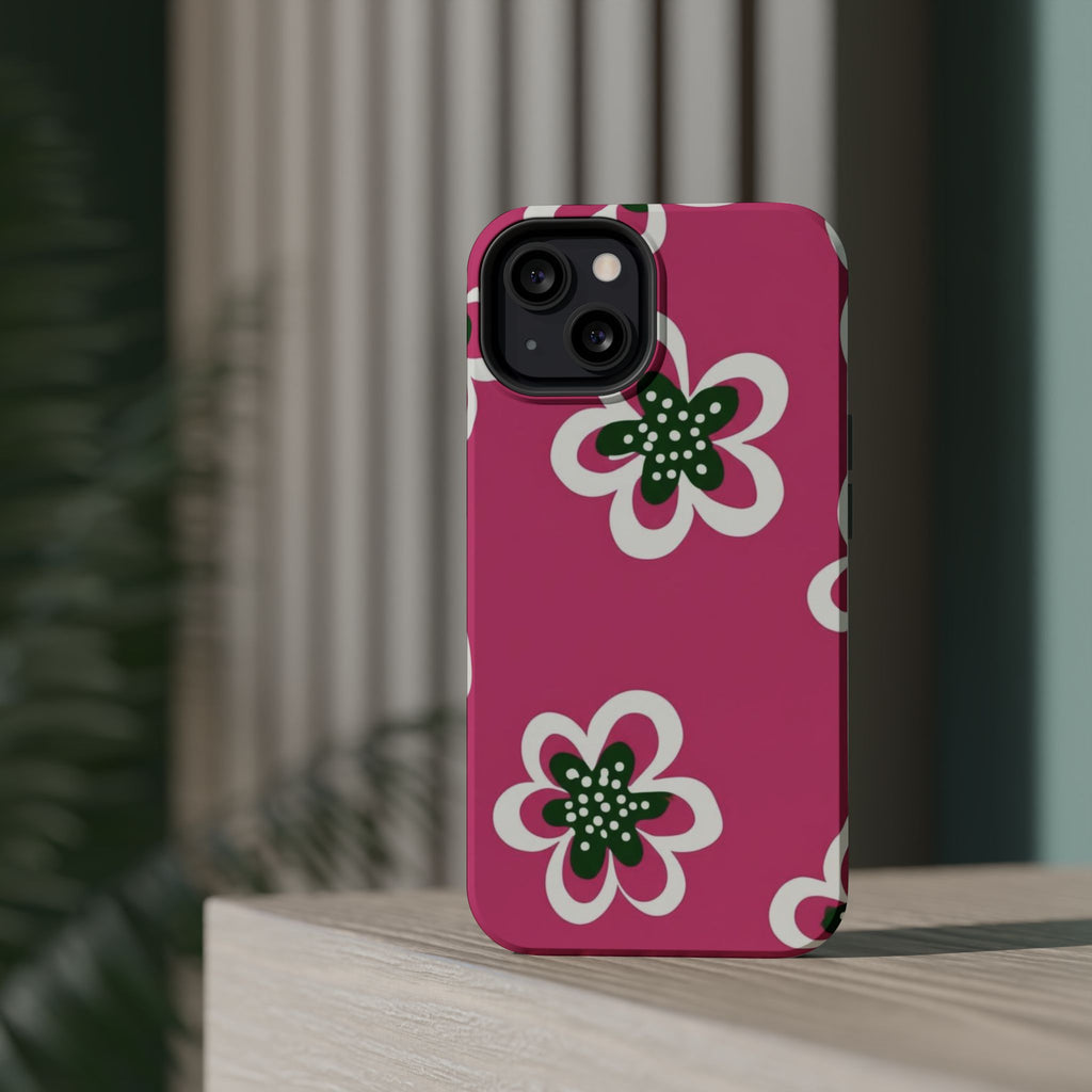 Floral Pink Magnetic Impact-Resistant Phone Case