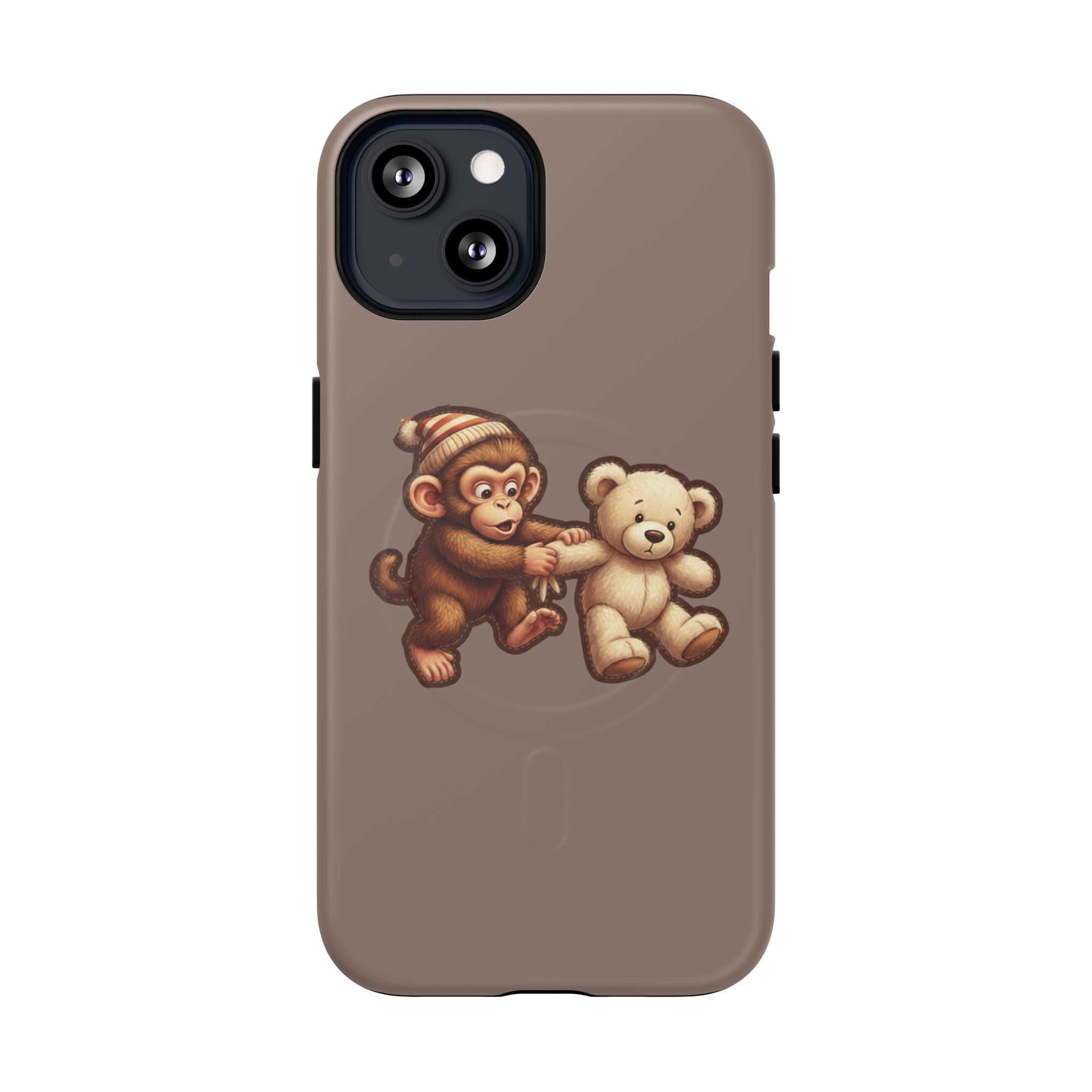 Monkey & Teddy Tough Magnetic Phone Case — Cute Retro Kids Design