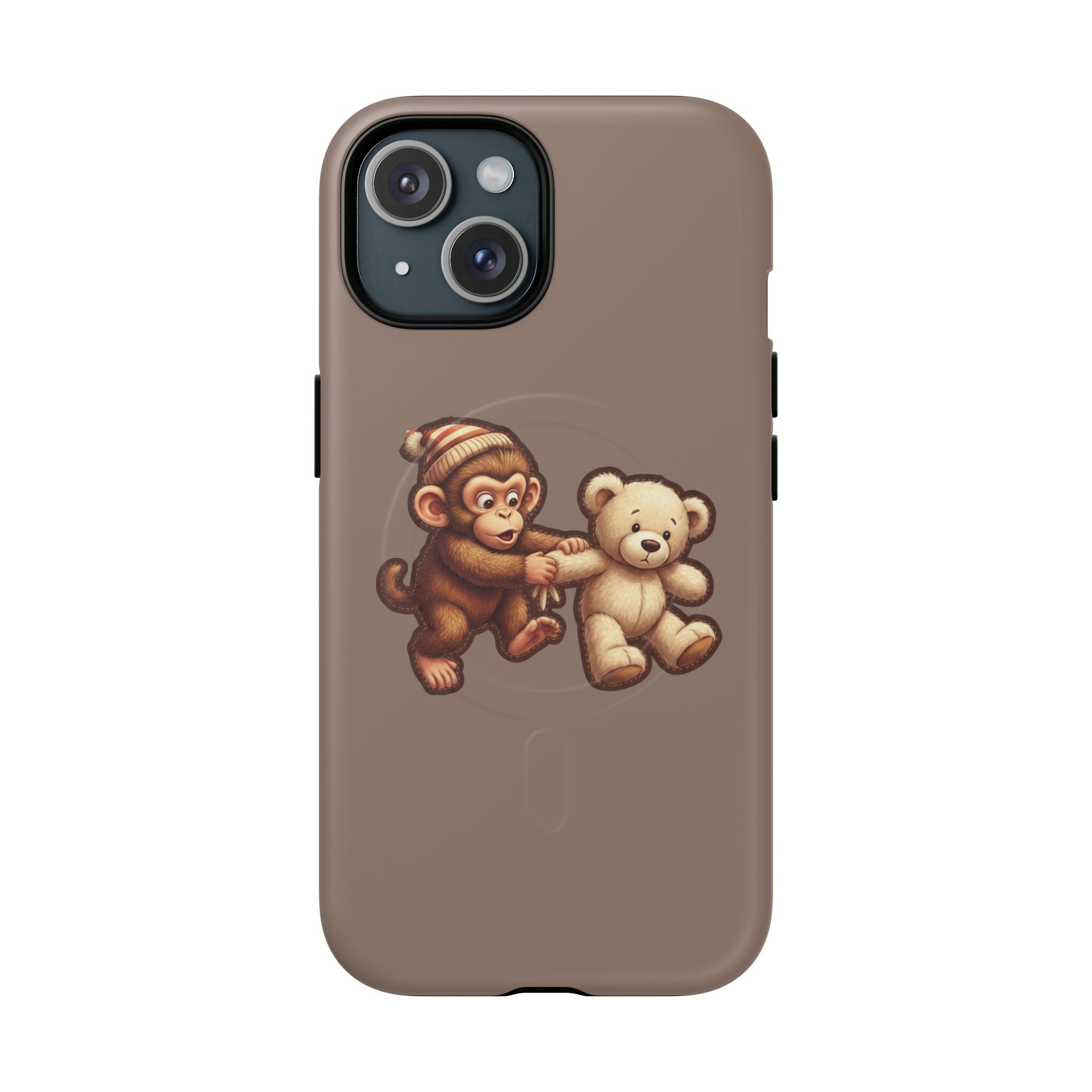Monkey & Teddy Tough Magnetic Phone Case — Cute Retro Kids Design