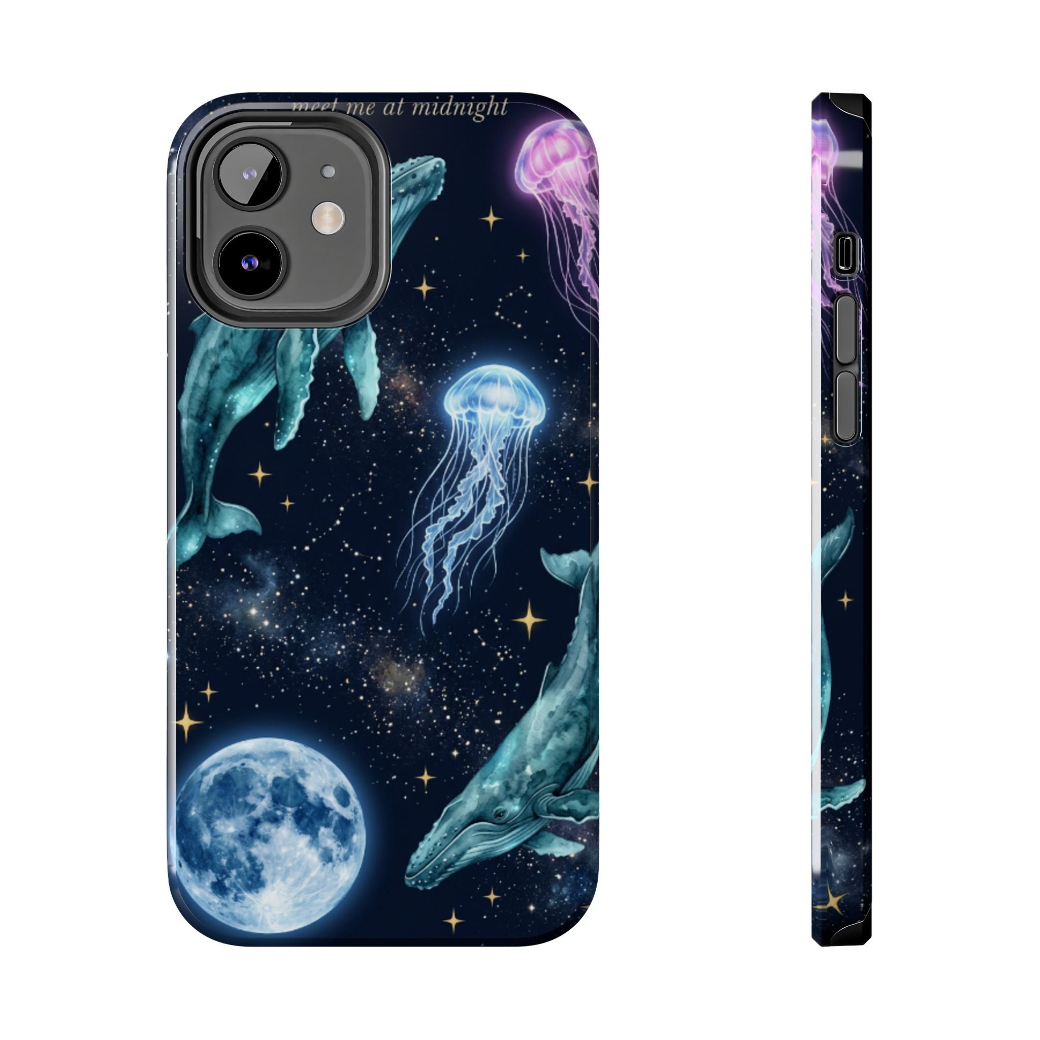 Midnight Ocean Phone Case — Whales, Jellyfish & Moon Tough Protective Cover