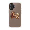 Monkey & Teddy Tough Magnetic Phone Case — Cute Retro Kids Design