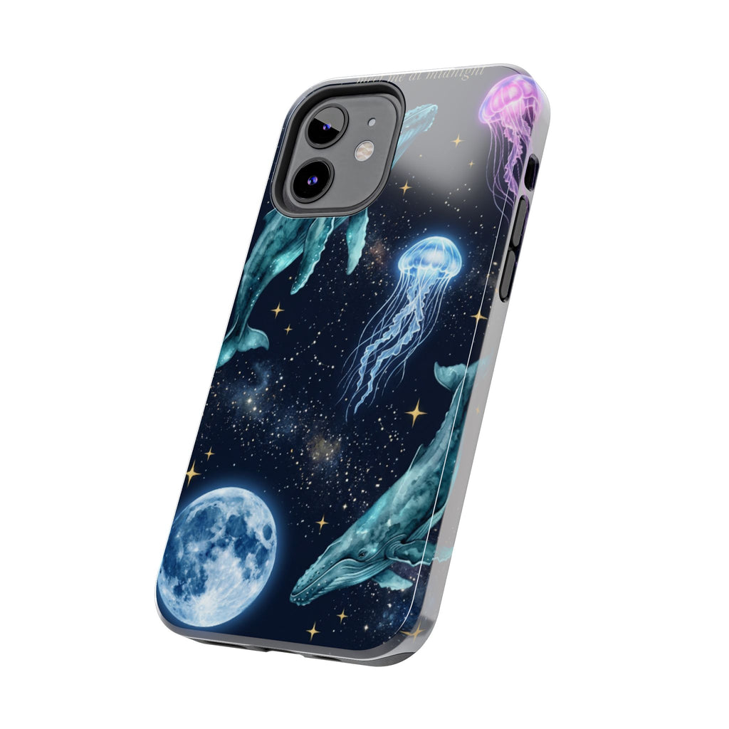 Midnight Ocean Phone Case — Whales, Jellyfish & Moon Tough Protective Cover