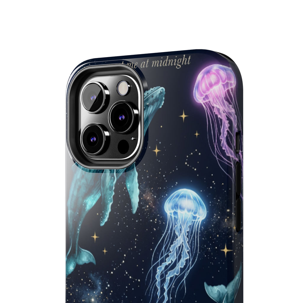Midnight Ocean Phone Case — Whales, Jellyfish & Moon Tough Protective Cover