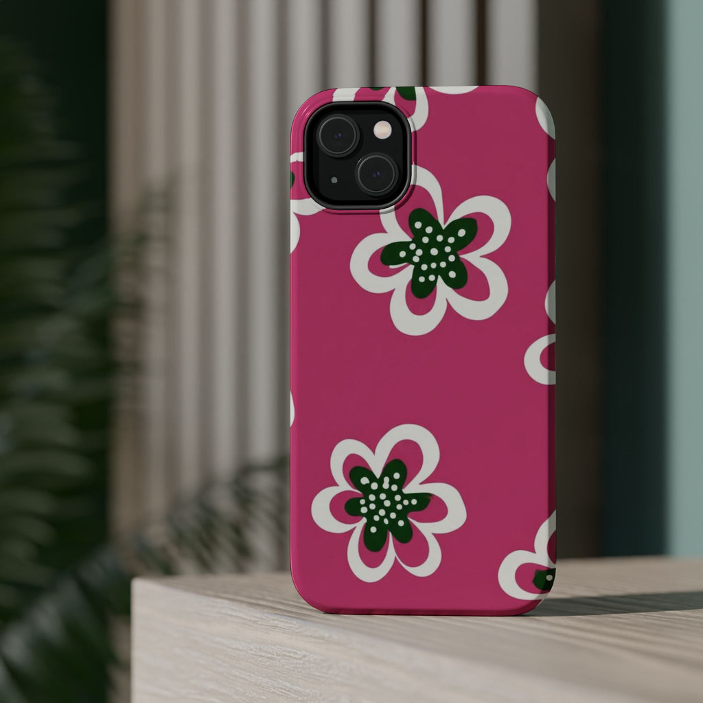 Floral Pink Magnetic Impact-Resistant Phone Case