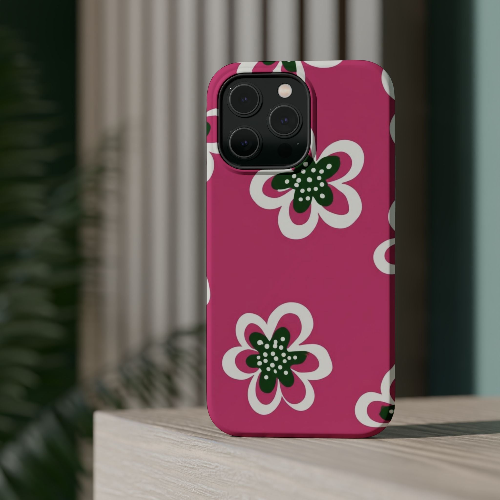 Floral Pink Magnetic Impact-Resistant Phone Case