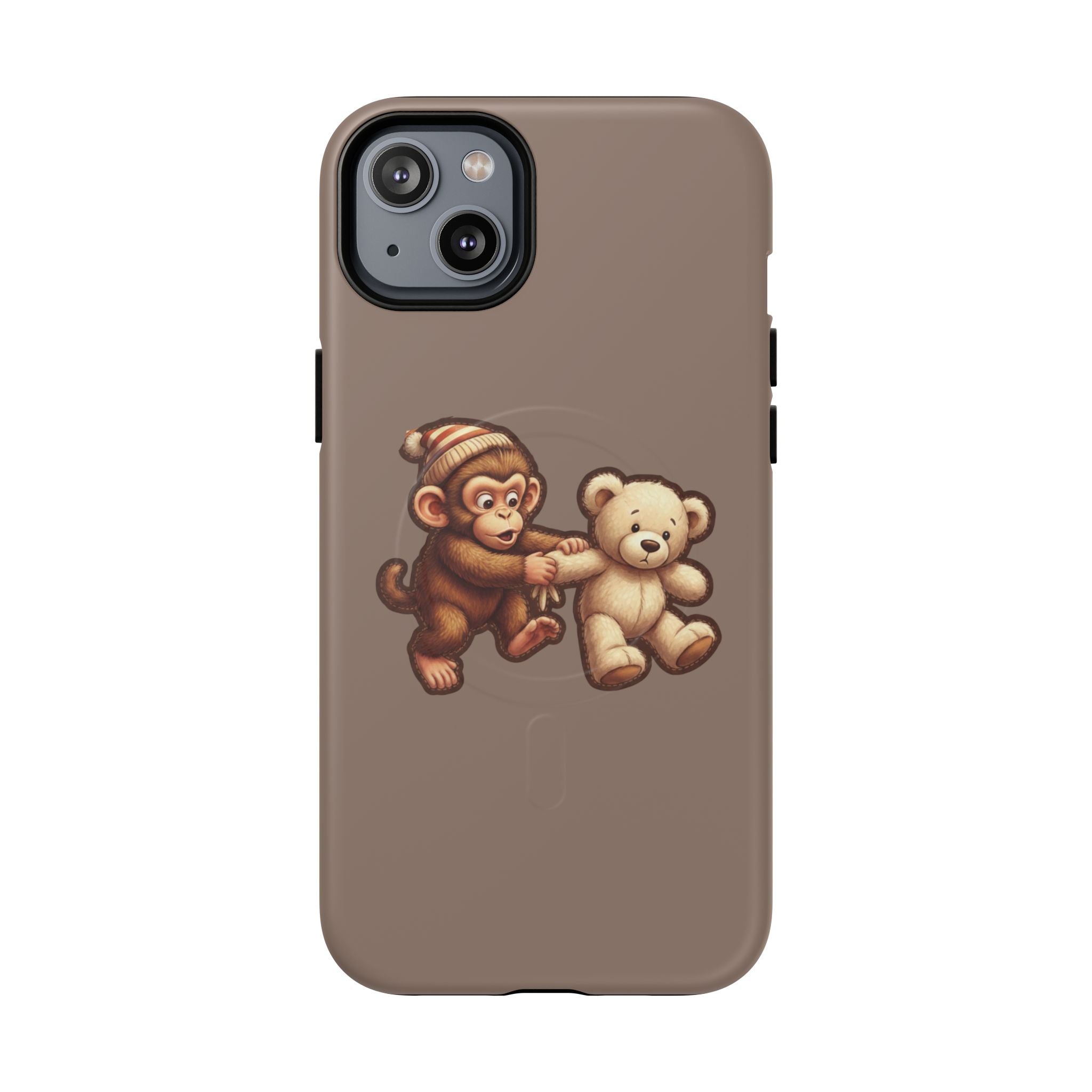 Monkey & Teddy Tough Magnetic Phone Case — Cute Retro Kids Design