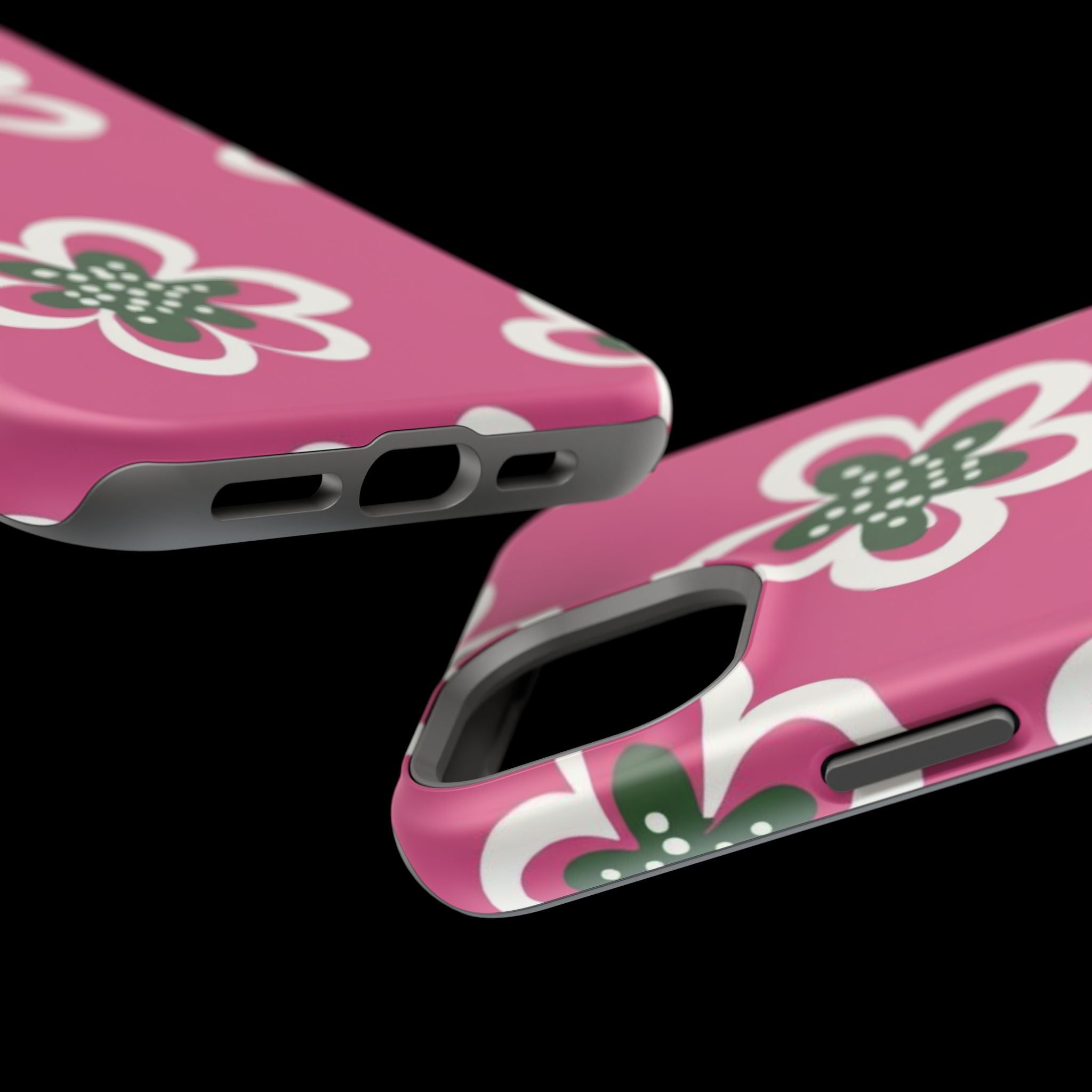 Floral Pink Magnetic Impact-Resistant Phone Case