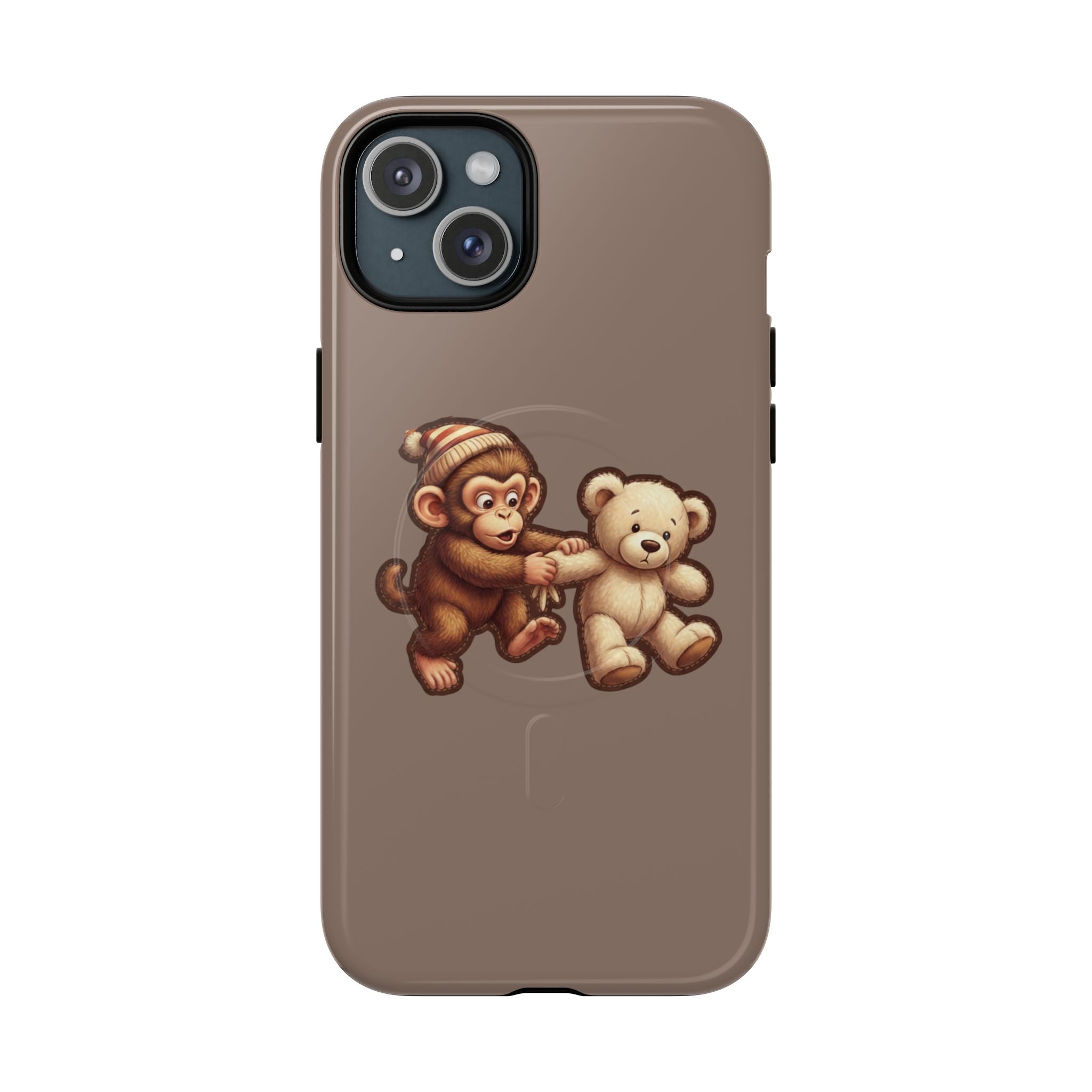 Monkey & Teddy Tough Magnetic Phone Case — Cute Retro Kids Design