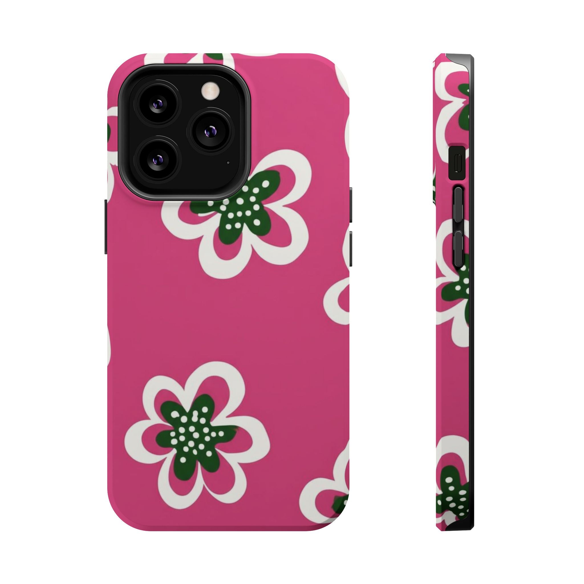 Floral Pink Magnetic Impact-Resistant Phone Case