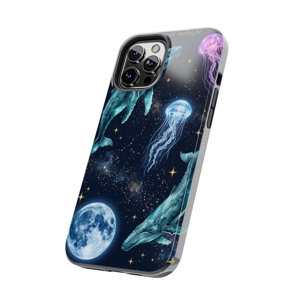 Midnight Ocean Phone Case — Whales, Jellyfish & Moon Tough Protective Cover