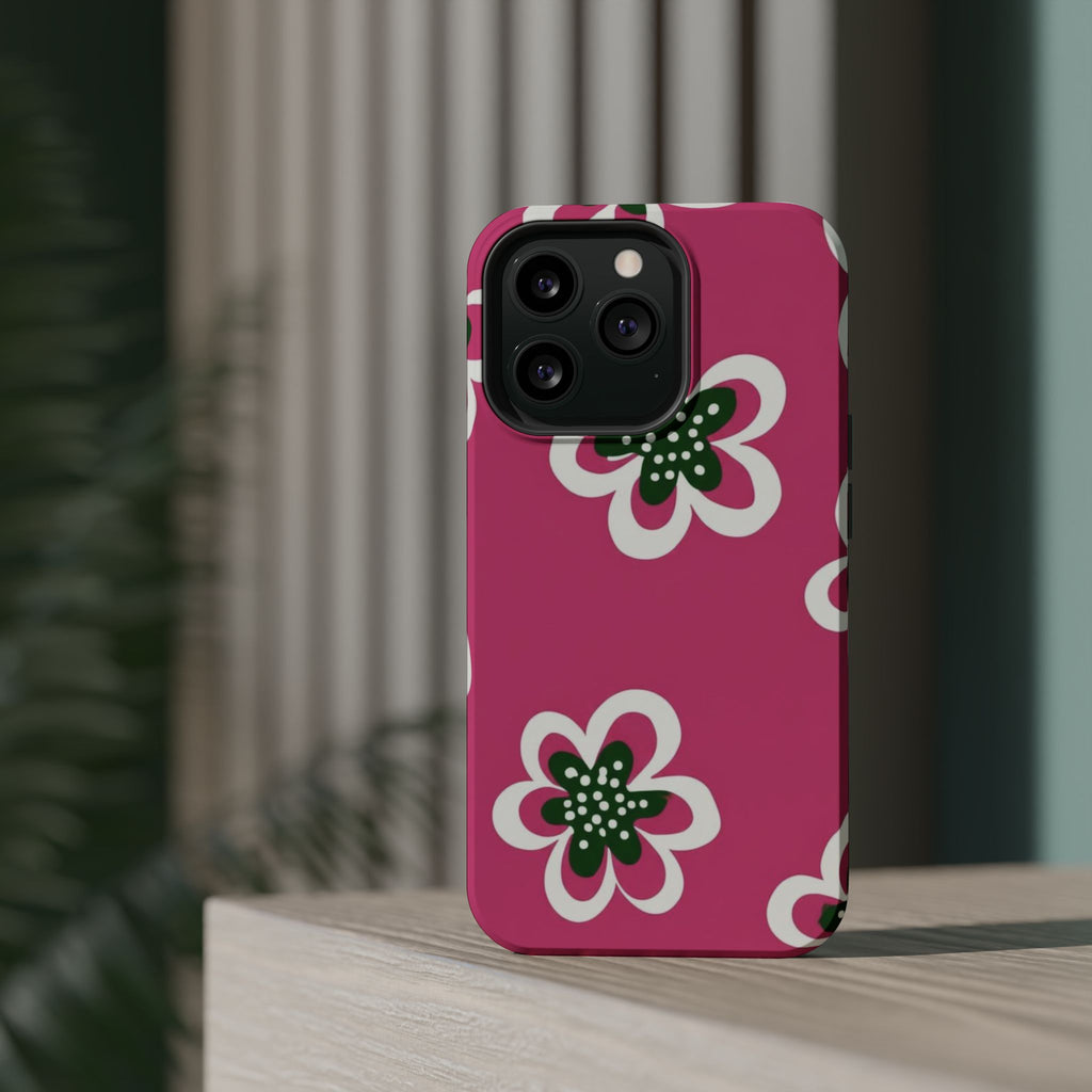 Floral Pink Magnetic Impact-Resistant Phone Case