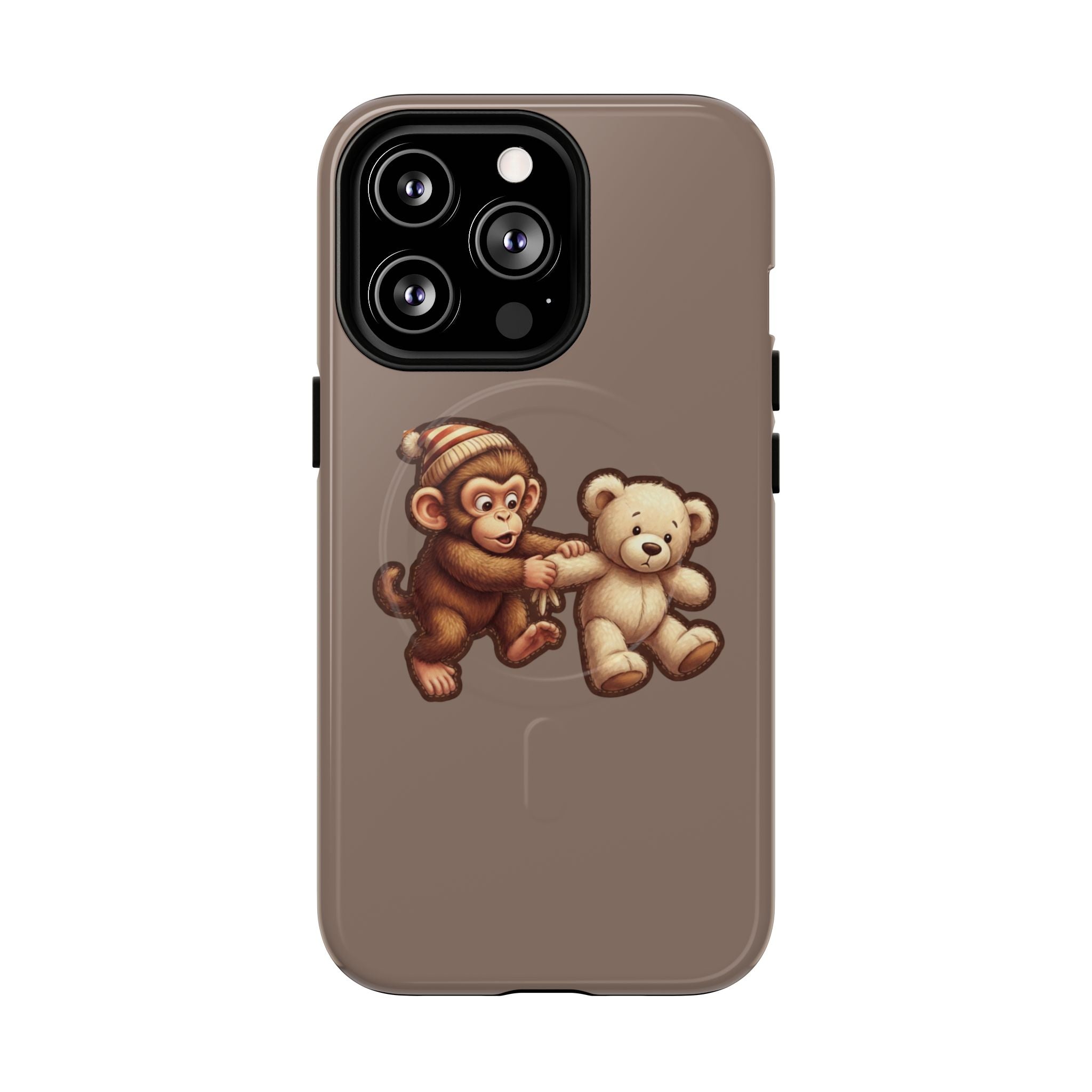 Monkey & Teddy Tough Magnetic Phone Case — Cute Retro Kids Design