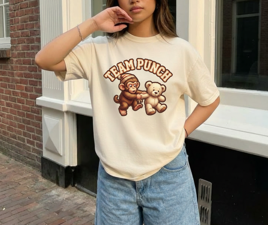 Team Punch Tee — Cute Monkey & Teddy Graphic Women's T‑Shirt