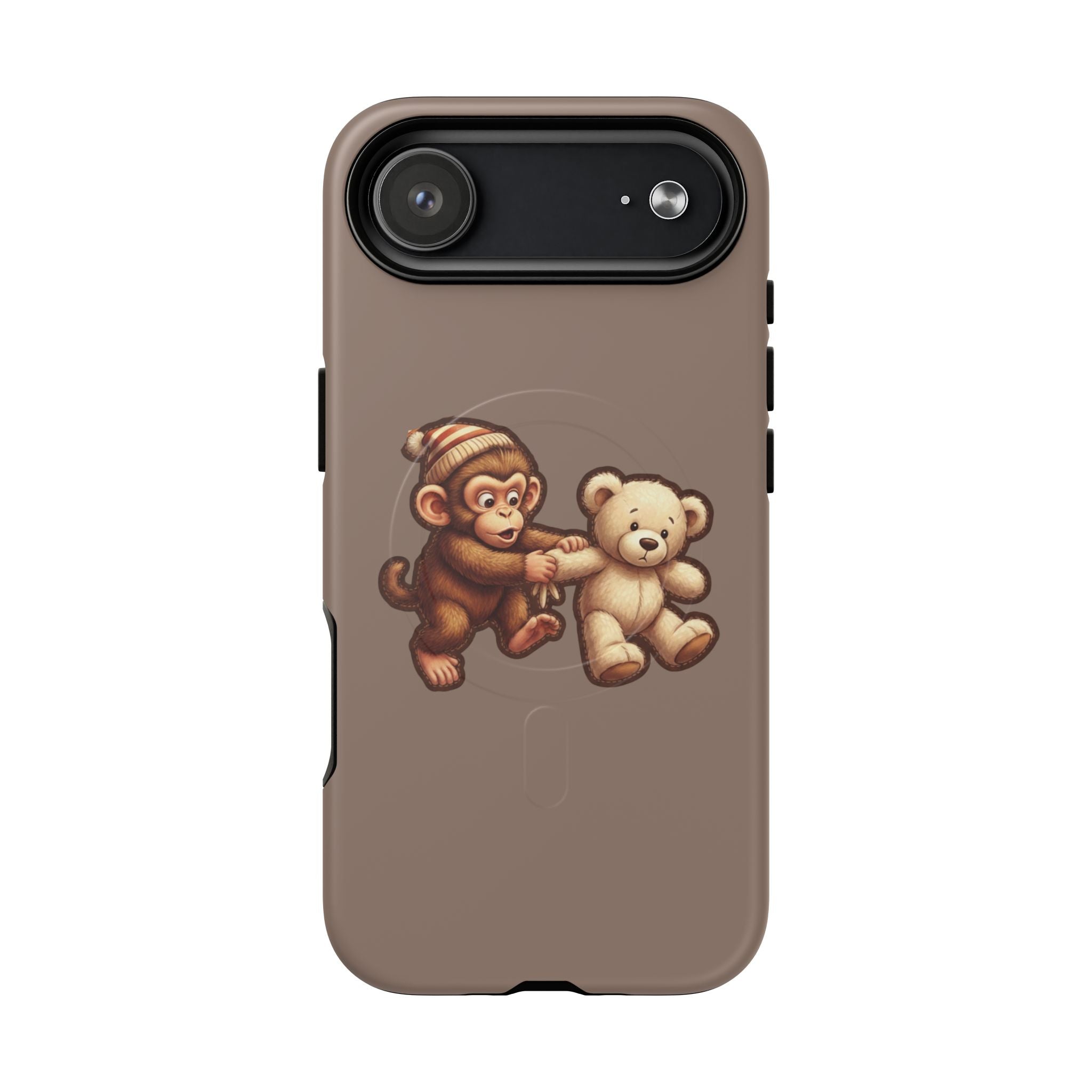 Monkey & Teddy Tough Magnetic Phone Case — Cute Retro Kids Design