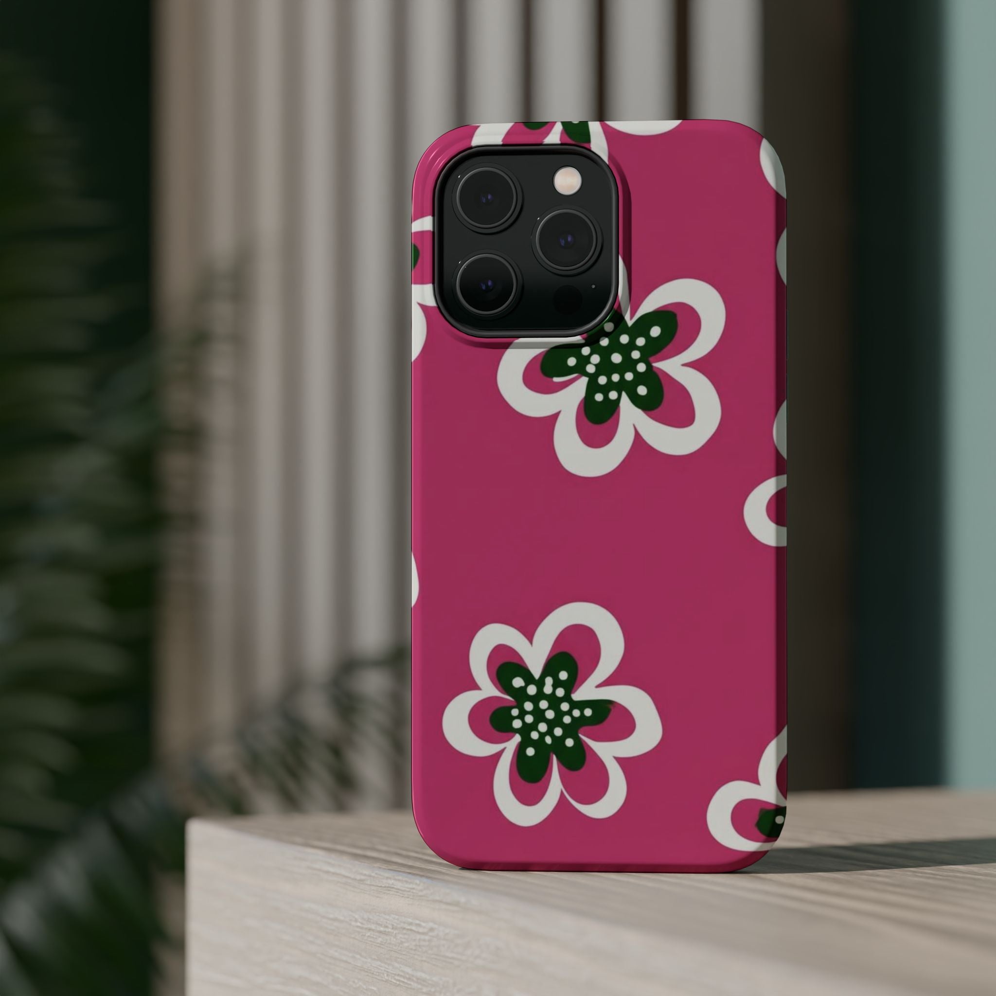 Floral Pink Magnetic Impact-Resistant Phone Case