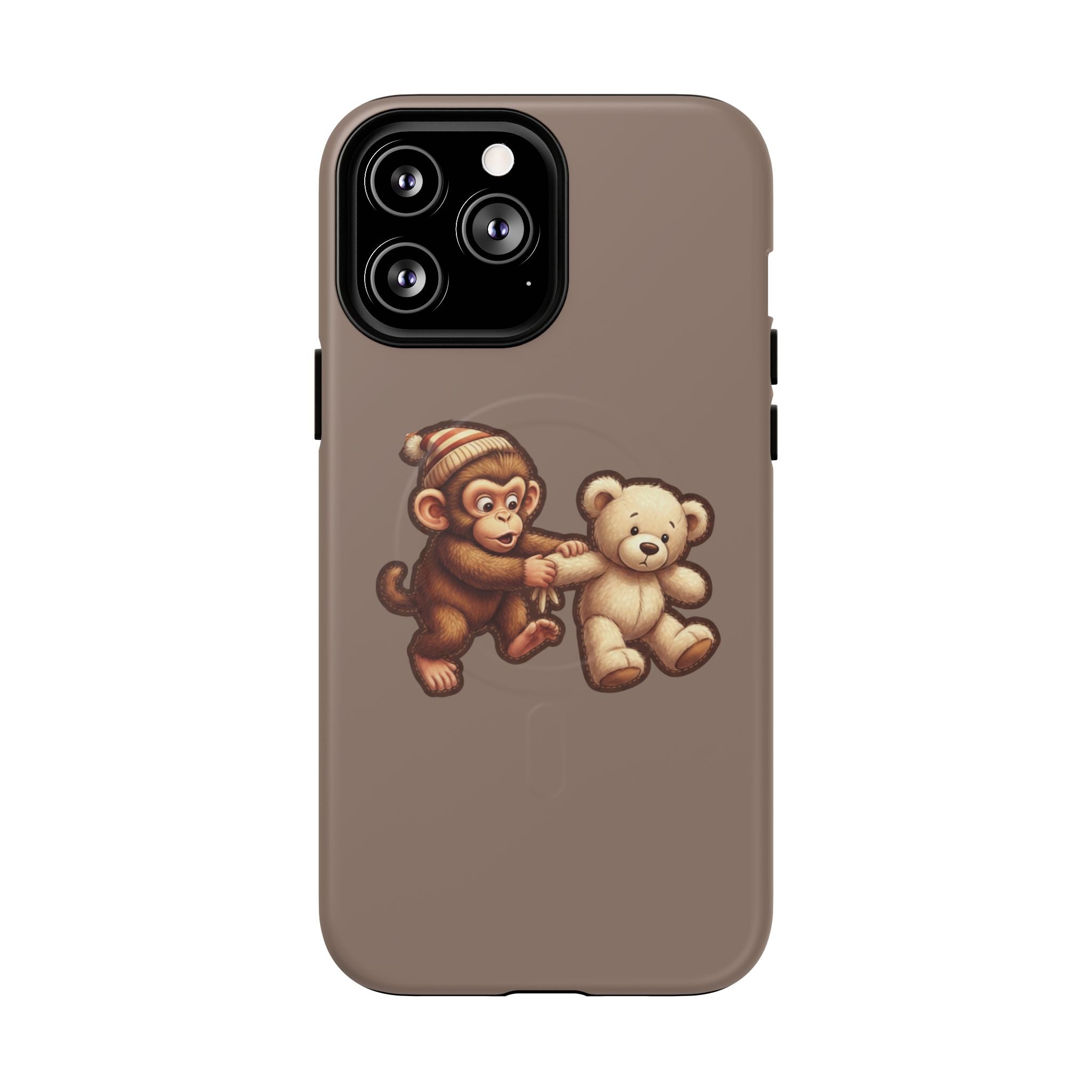 Monkey & Teddy Tough Magnetic Phone Case — Cute Retro Kids Design