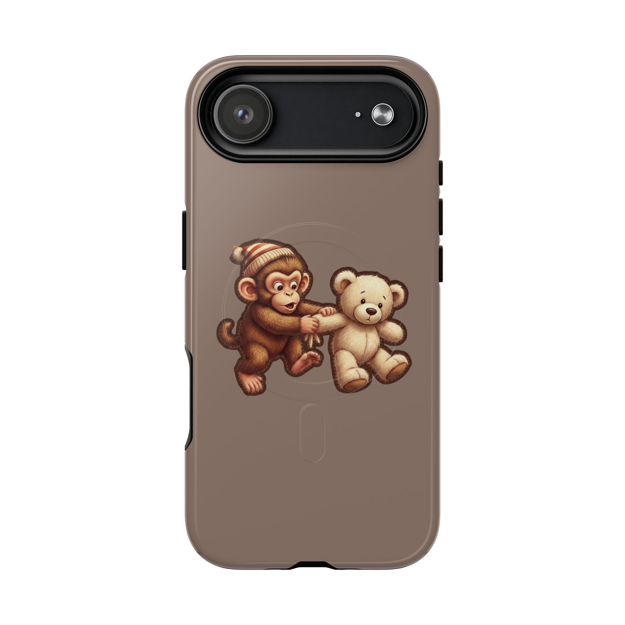 Monkey & Teddy Tough Magnetic Phone Case — Cute Retro Kids Design