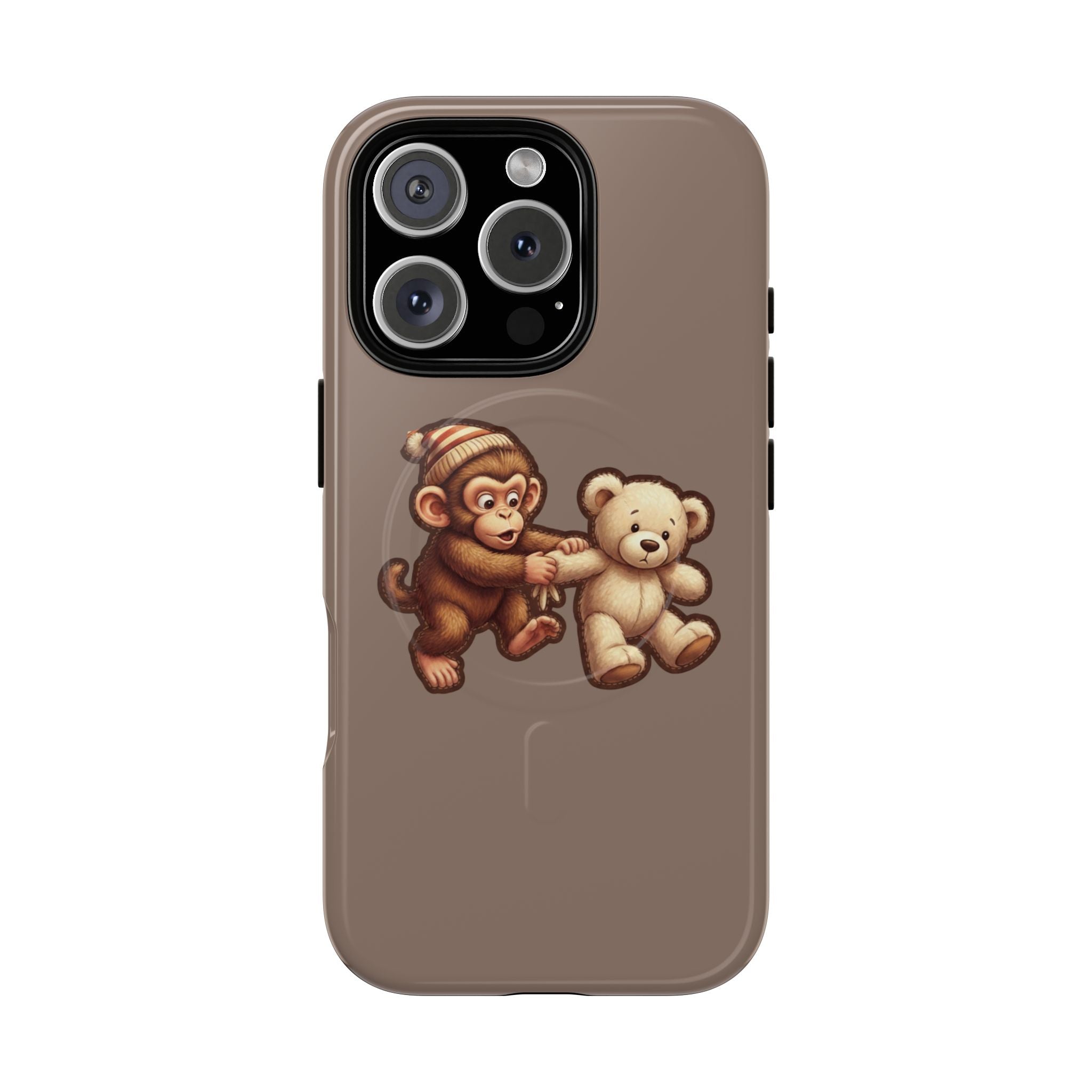 Monkey & Teddy Tough Magnetic Phone Case — Cute Retro Kids Design