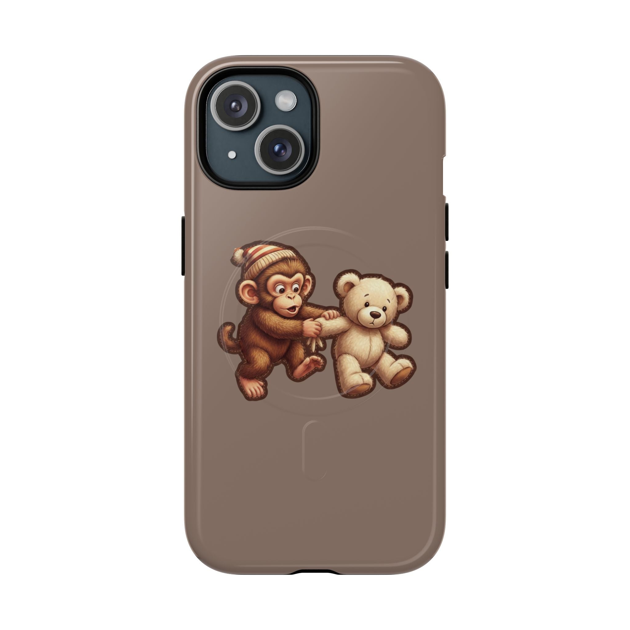 Monkey & Teddy Tough Magnetic Phone Case — Cute Retro Kids Design