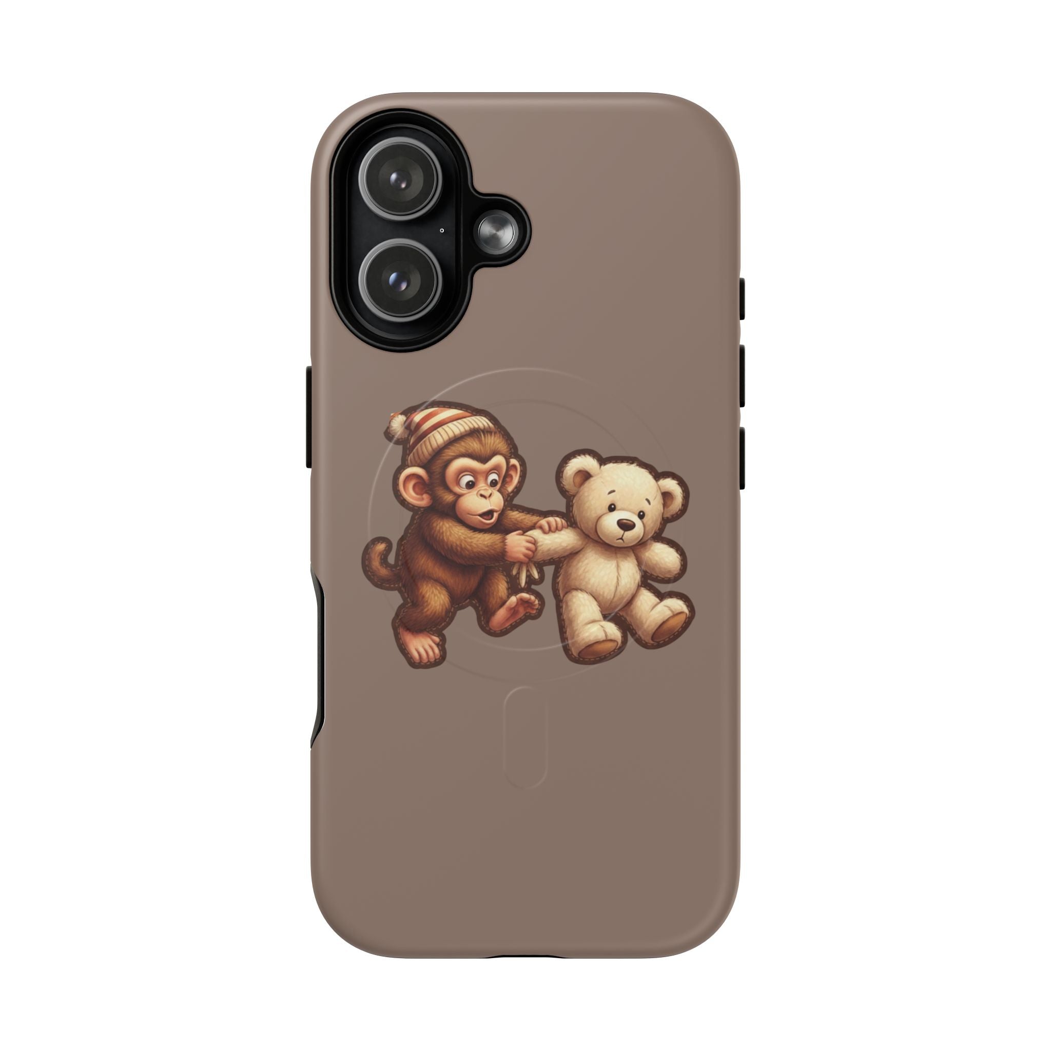 Monkey & Teddy Tough Magnetic Phone Case — Cute Retro Kids Design
