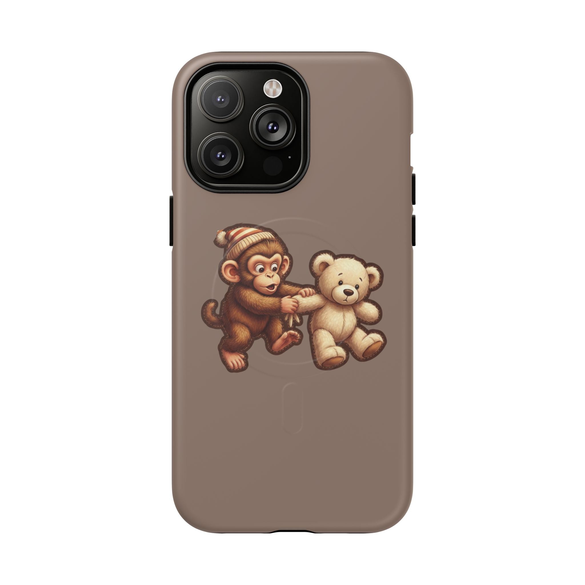 Monkey & Teddy Tough Magnetic Phone Case — Cute Retro Kids Design