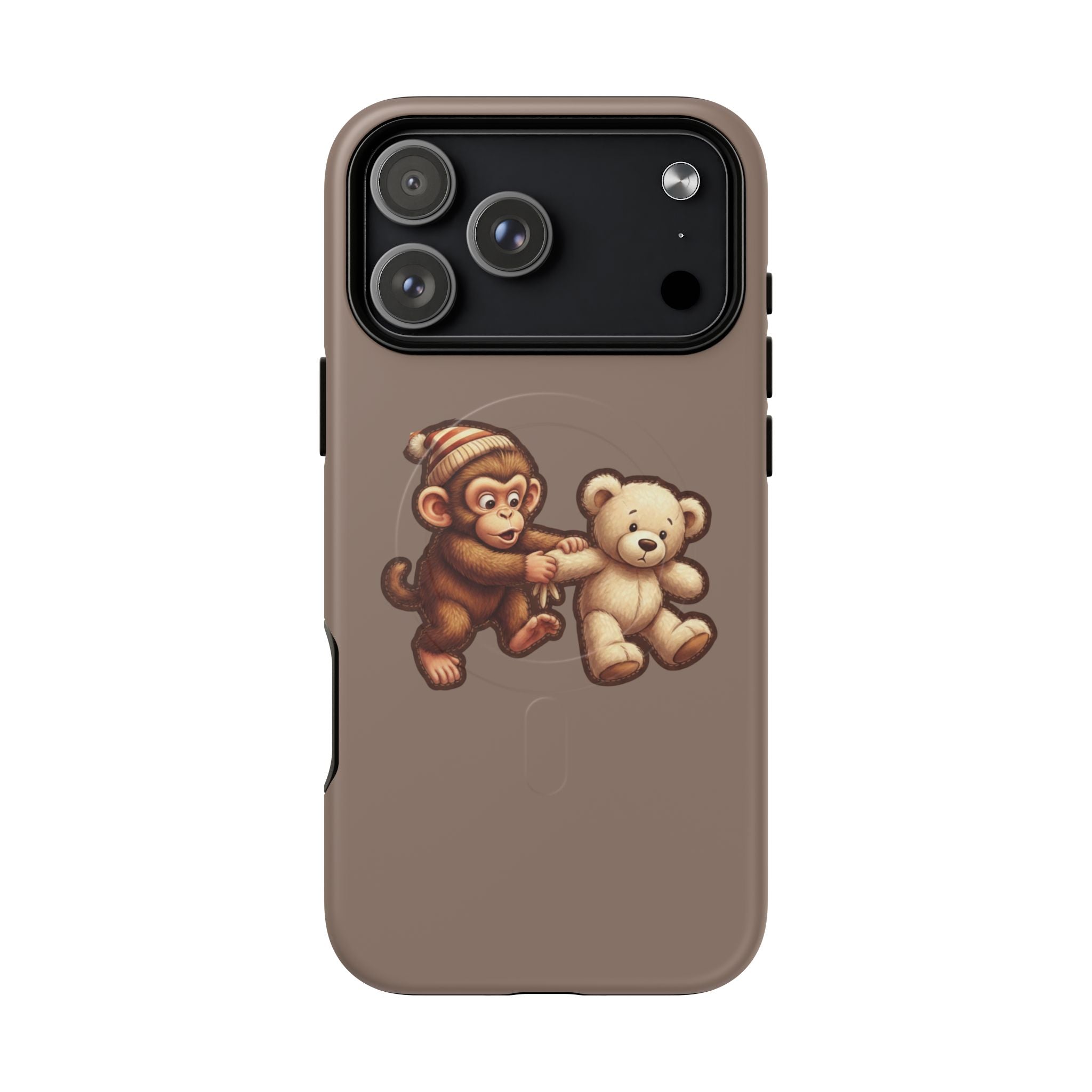 Monkey & Teddy Tough Magnetic Phone Case — Cute Retro Kids Design