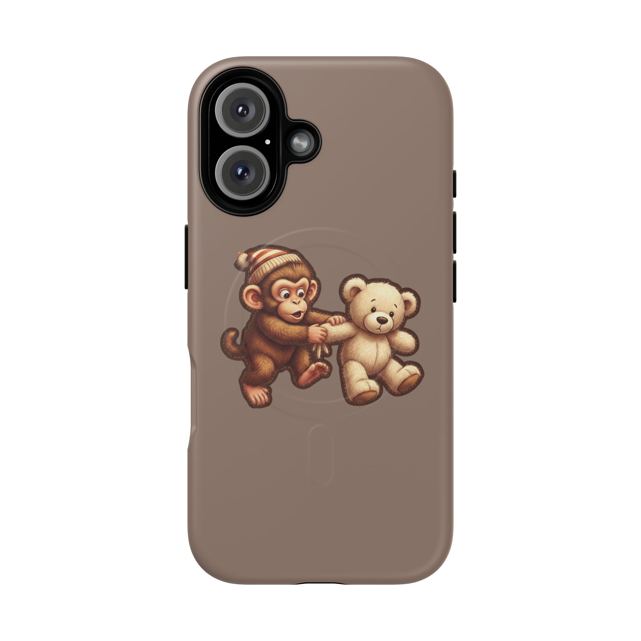 Monkey & Teddy Tough Magnetic Phone Case — Cute Retro Kids Design