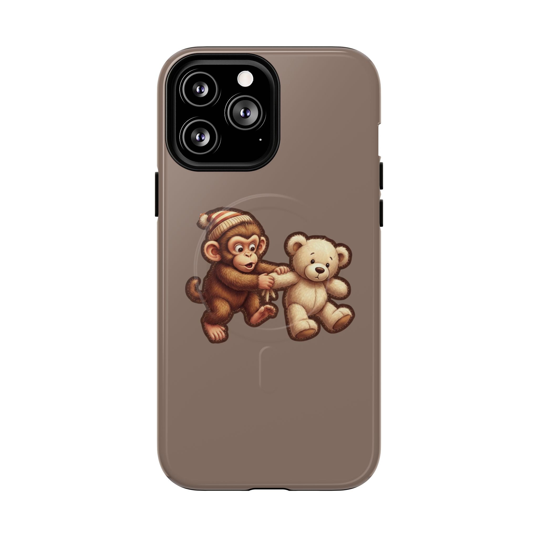 Monkey & Teddy Tough Magnetic Phone Case — Cute Retro Kids Design