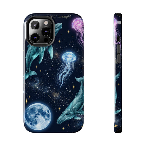 Midnight Ocean Phone Case — Whales, Jellyfish & Moon Tough Protective Cover