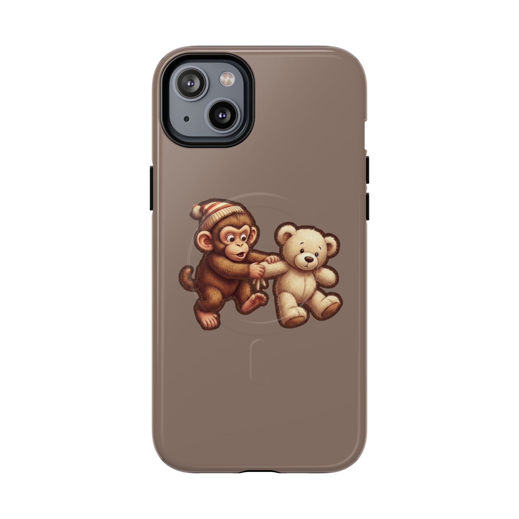 Monkey & Teddy Tough Magnetic Phone Case — Cute Retro Kids Design