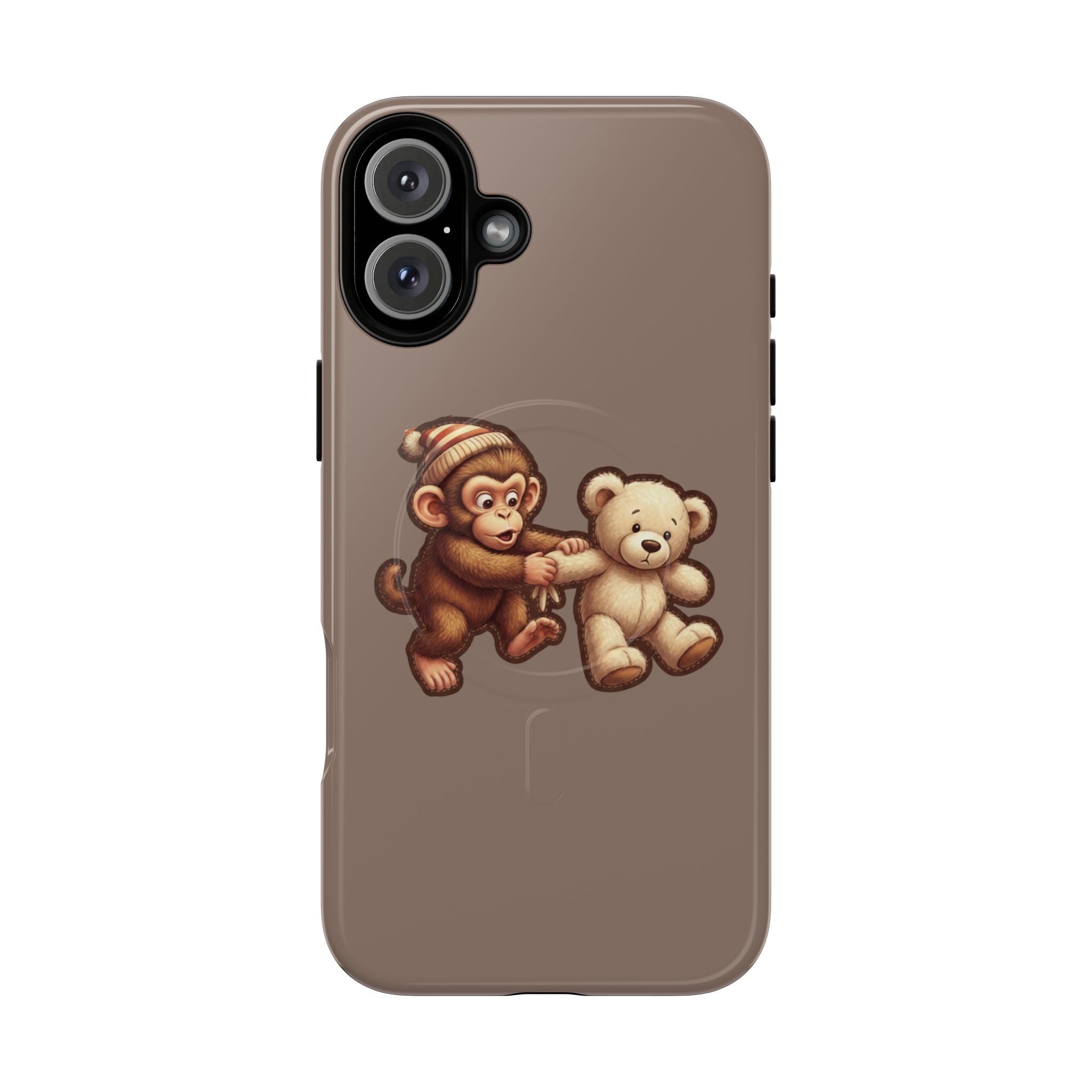 Monkey & Teddy Tough Magnetic Phone Case — Cute Retro Kids Design