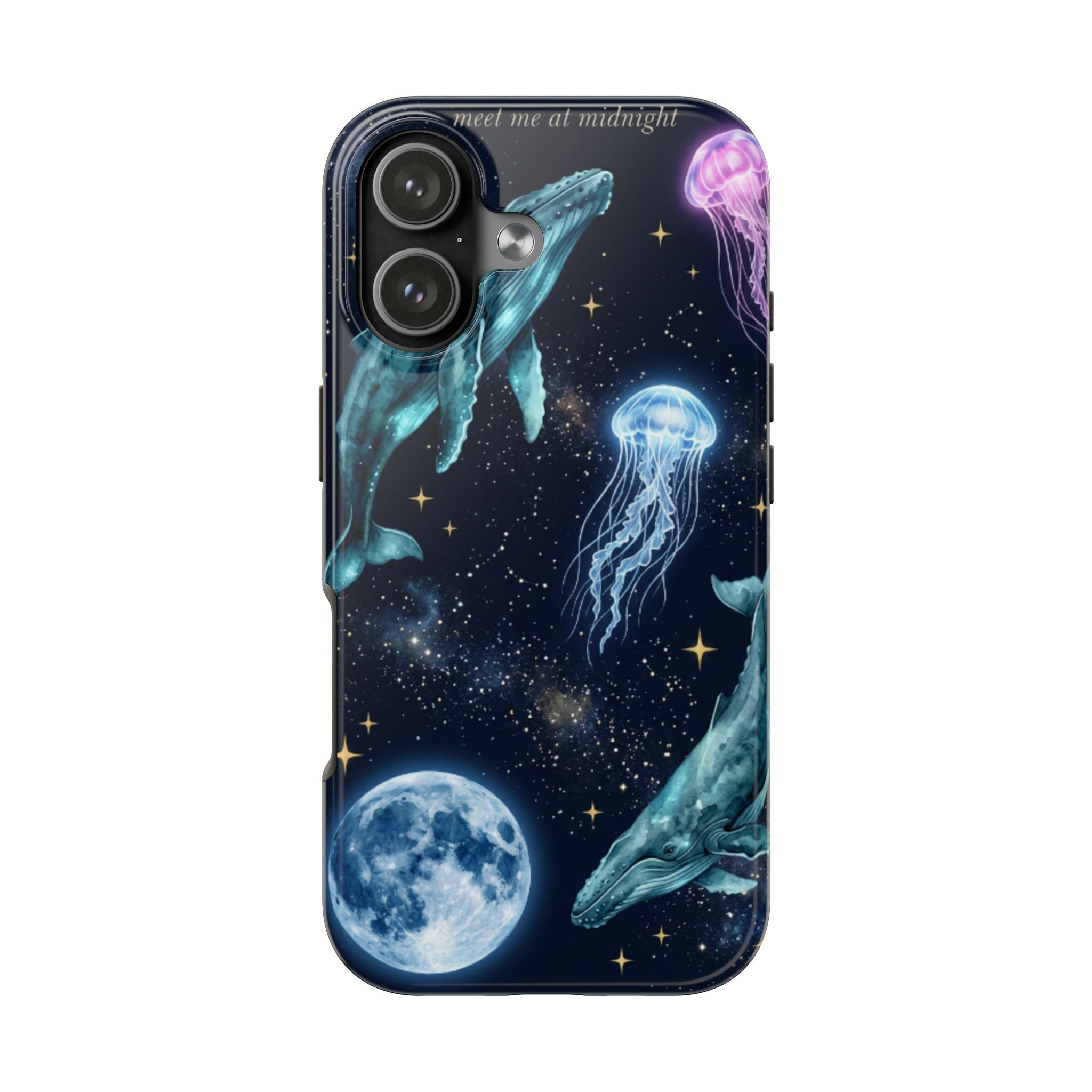 Midnight Ocean Phone Case — Whales, Jellyfish & Moon Tough Protective Cover