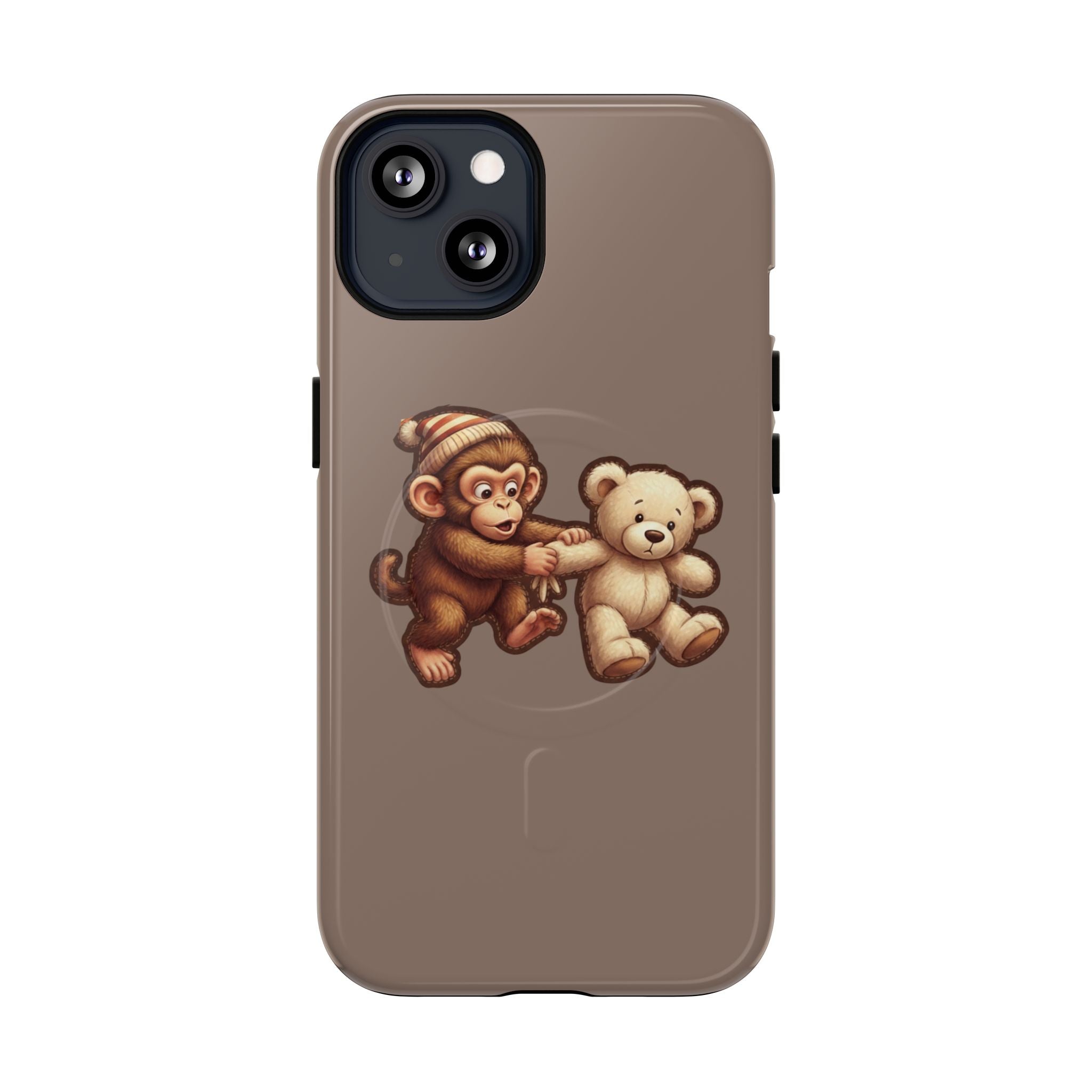 Monkey & Teddy Tough Magnetic Phone Case — Cute Retro Kids Design